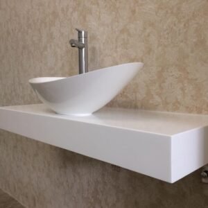 Encimera de CORIAN con lavabo sobrepuesto para baño a medida